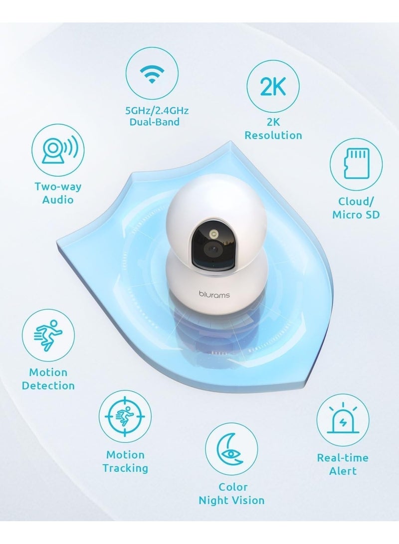blurams 5G Pet Camera 2K, 360Â° PTZ Dog Camera with Phone App, Indoor Cameras for Home Security w/Dual-Band WiFi6, 2-Way Audio, Motion Tracking, Color/IR Night Vision, Siren, Cloud&SD - Image 3