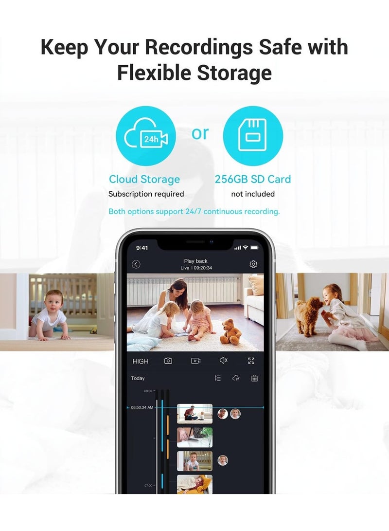 blurams 5G Pet Camera 2K, 360Â° PTZ Dog Camera with Phone App, Indoor Cameras for Home Security w/Dual-Band WiFi6, 2-Way Audio, Motion Tracking, Color/IR Night Vision, Siren, Cloud&SD - Image 2
