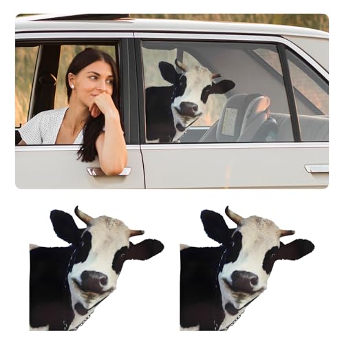 SuperKaKa 2 PCS Cow Car Stickers Funny Cattle Vinyl Decals for Bumper Laptop Window Wall Cute Animal Automotive Decorations for Trucks SUVs - Image 1