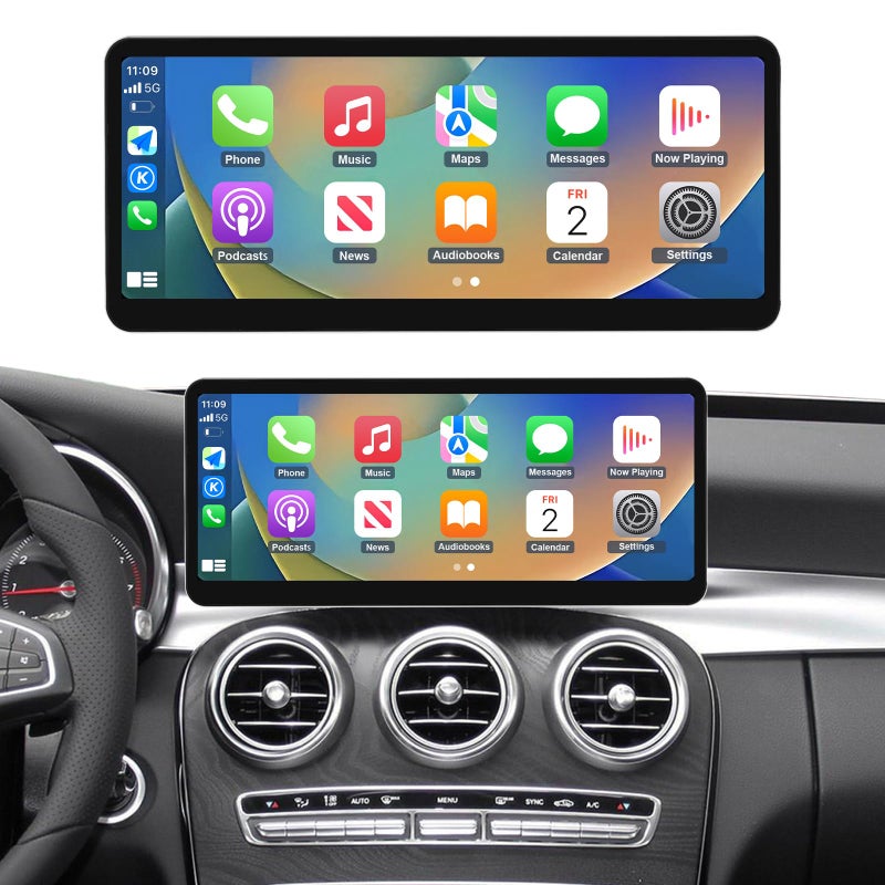NINETOM 2026 Upgraded 123 UltraNarrow Touchscreen Wireless CarPlay Android Auto Receiver Compatible with MercedesBenz CGLCClass W205 20152018 for NTG 505152 System - Image 2