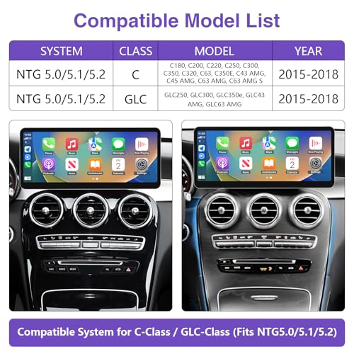 NINETOM 2026 Upgraded 123 UltraNarrow Touchscreen Wireless CarPlay Android Auto Receiver Compatible with MercedesBenz CGLCClass W205 20152018 for NTG 505152 System - Image 3