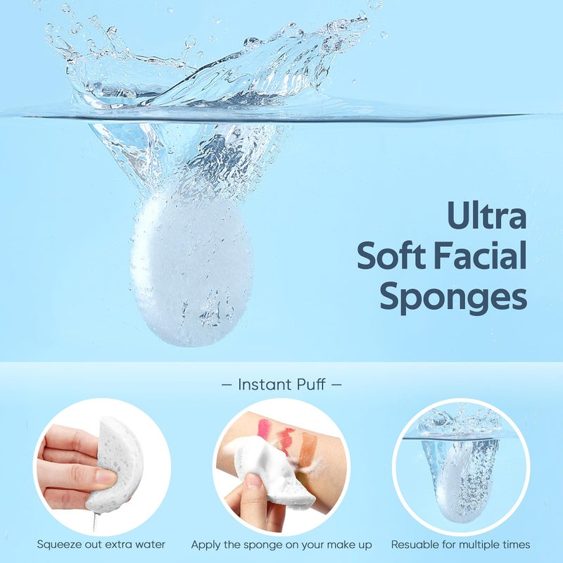 GAINWELL 50-Count Compressed Facial Sponges, GAINWELL White Cellulose 100% Natural Cosmetic Spa Sponges for Facial Cleansing, Exfoliating Mask, Makeup Removal - Image 2