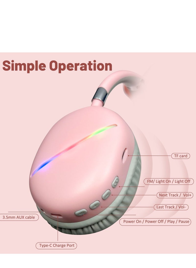 GULFLINK 400mah Cat Ears Wireless Bluetooth Headphones for Teens Adults Pink - Image 4