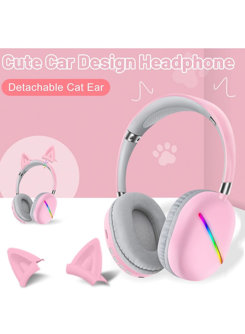 GULFLINK 400mah Cat Ears Wireless Bluetooth Headphones for Teens Adults Pink - Image 2