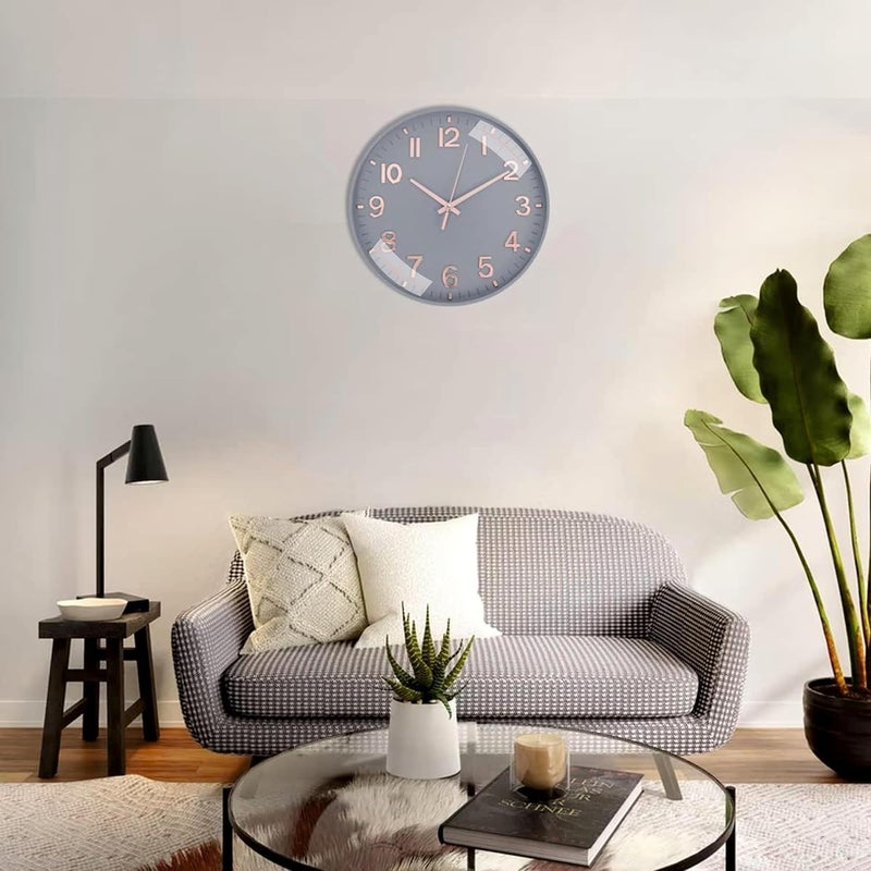 TEKCOOL Plastic Digital Wall Clock 12" Silent Quartz Decorative Latest Non-Ticking Classic Clock Battery Operated Round Easy to Read for Room/Home/Kitchen/Bedroom/Office/School (Grey Gold). - Image 4