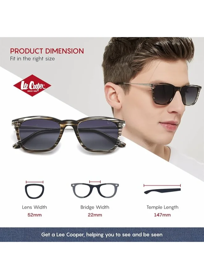 Lee Cooper Men's Polarized Sunglasses BROWN STRIPE Frame GR.GREY Mirror Lens 52mm  - LC1003C01