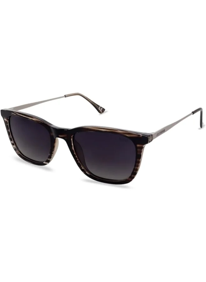 Lee Cooper Polarized Sunglasses BROWN STRIPE Frame GR.GREY Mirror Lens 52mm  - LC1003C01