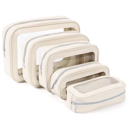 YOPCDJ 5PCS Diaper Bag Organizer Pouch Set, TSA Approved Toiletry Bag，Clear Waterproof TPU Makeup Bag Set Travel Organizer Bags for Women and Kids - Image 1