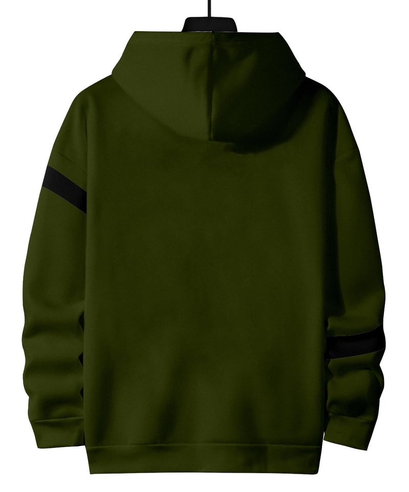 AUSK Cotton Blend Men's T-Shirt | Full Sleeves Hoodies For Men - Olive - Image 2