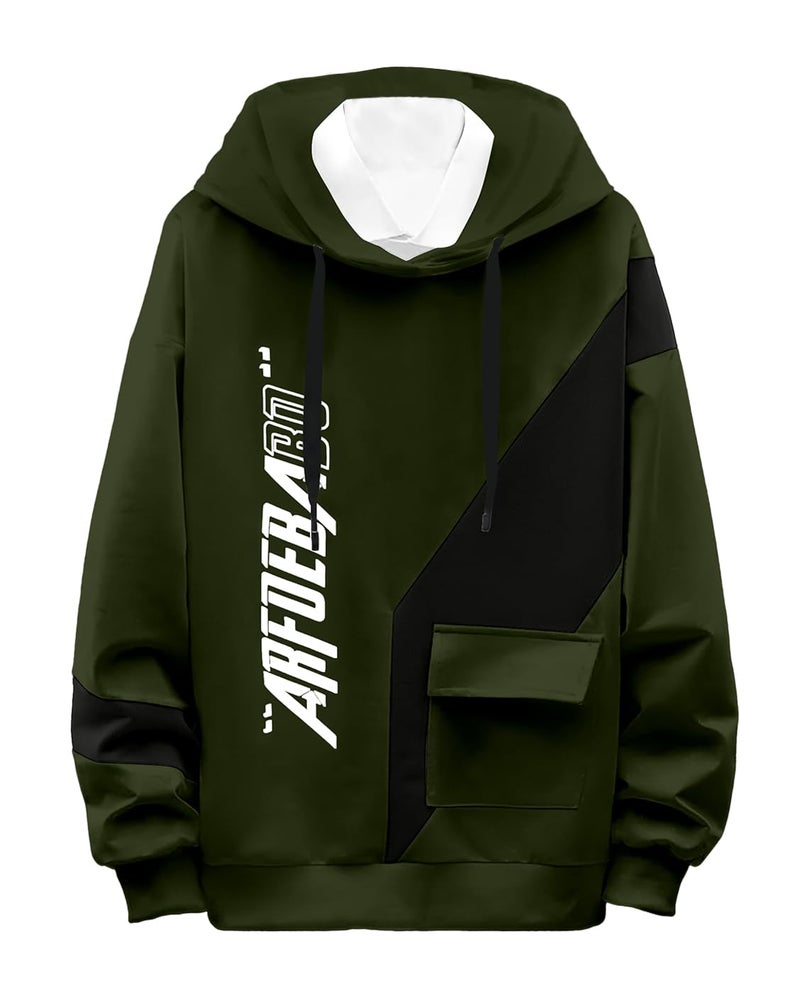 AUSK Cotton Blend Men's T-Shirt | Full Sleeves Hoodies For Men - Olive - Image 1