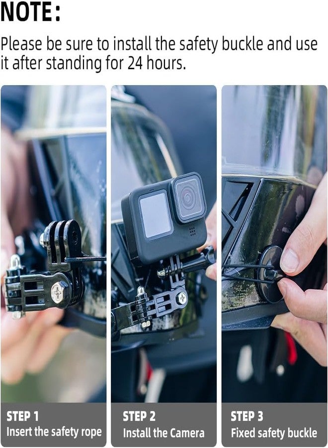 SHOPEE 4-Way Motorcycle Helmet Chin Mount for Hero 13/12/11/10/9/8/7, Osmo Action 3 & 4 SJCAM,Insta 360 & Other 4K Sports Cameras- Waterproof 3M Adhesive - Lightweight & Durable - Ideal for Bikers - Image 2