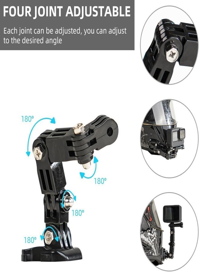 SHOPEE 4-Way Motorcycle Helmet Chin Mount for Hero 13/12/11/10/9/8/7, Osmo Action 3 & 4 SJCAM,Insta 360 & Other 4K Sports Cameras- Waterproof 3M Adhesive - Lightweight & Durable - Ideal for Bikers - Image 1