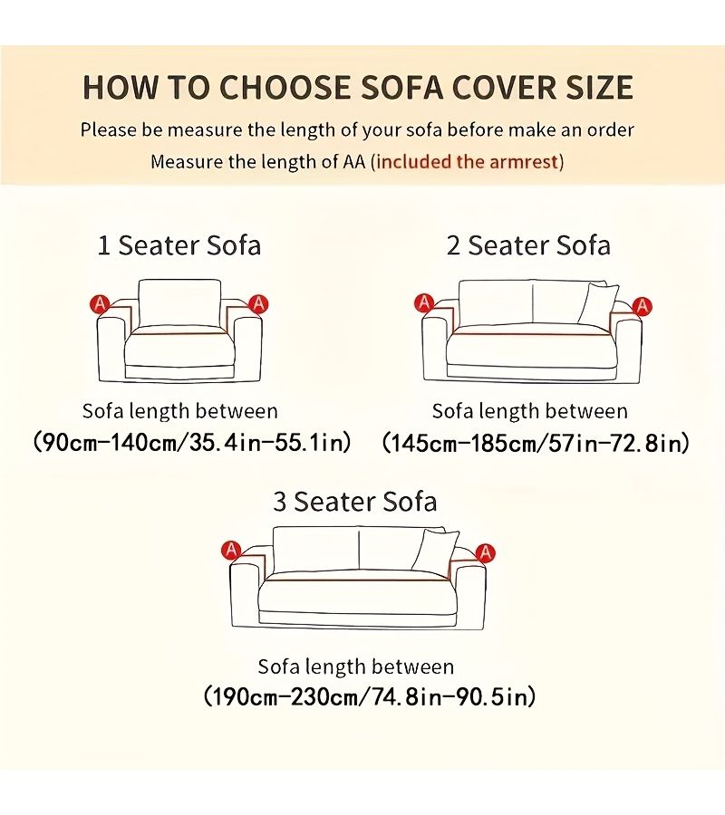 Coffee 3 Seater Bohemian Stick Jacquard Sofa Cover Elastic Solid Color Protective Cover - Image 4