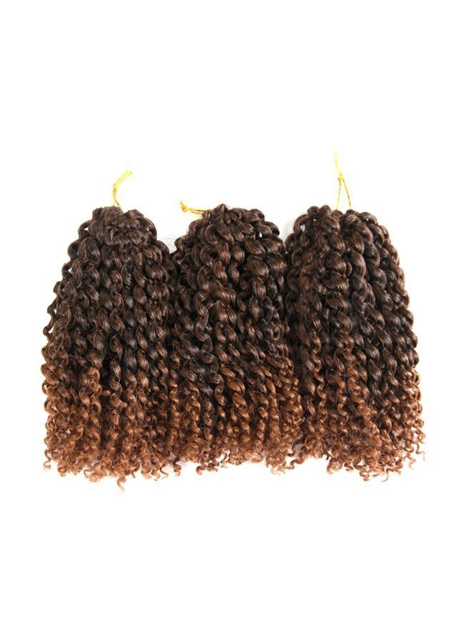 NIBEMINENT 3-Piece Braided Hair Extension Set Brown/Gold 8inch
