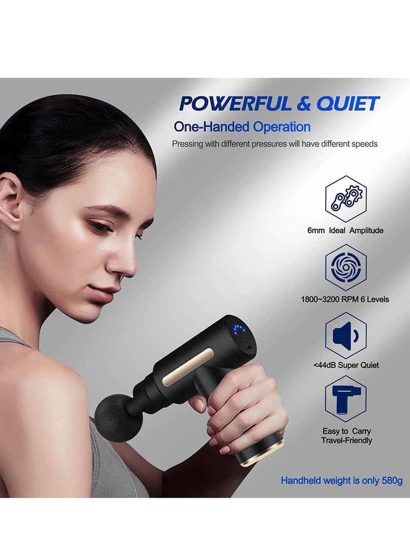 Mini Massage Gun, Muscle Massager, Portable, 35 dB, Ultra Quiet with 6 Speeds, 4 Massage Heads, USB C Charging Port, Massage Gun, Hand Massager for Leg, Neck, Shoulder - Image 4