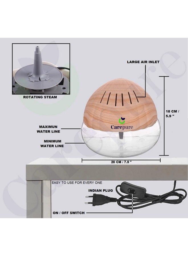 Carepure Water base Air Purifier and Humidifier Aroma Diffuser Air Revitalizer (Wooden - sea shell shape) - Image 2