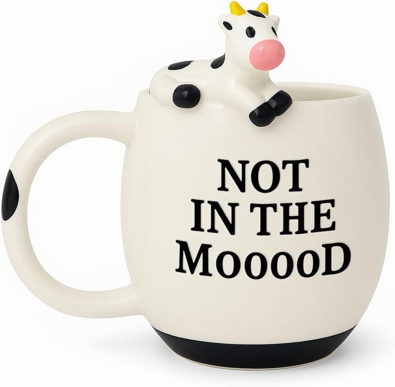 Decodyne Funny Cow Coffee Mug, White Elephant Gifts for Adults, Gag Gifts for Adults, Cute Stuff For Women and Men, Funny Coworker Office, Cool Stuff - 14 Ounce - Image 1