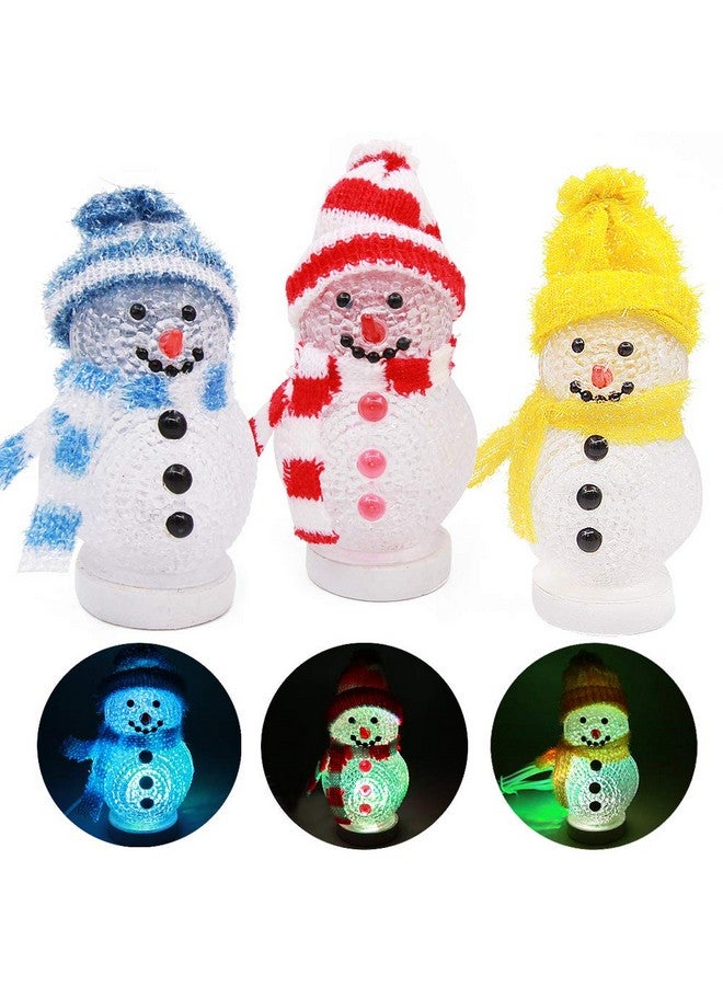 Winterworm 3 Pcs Mini Christmas Snowman Light USB Powered LED Glowing Lights Color Changing Night Lights for Christmas Holiday Decoration Children Gift - Image 1