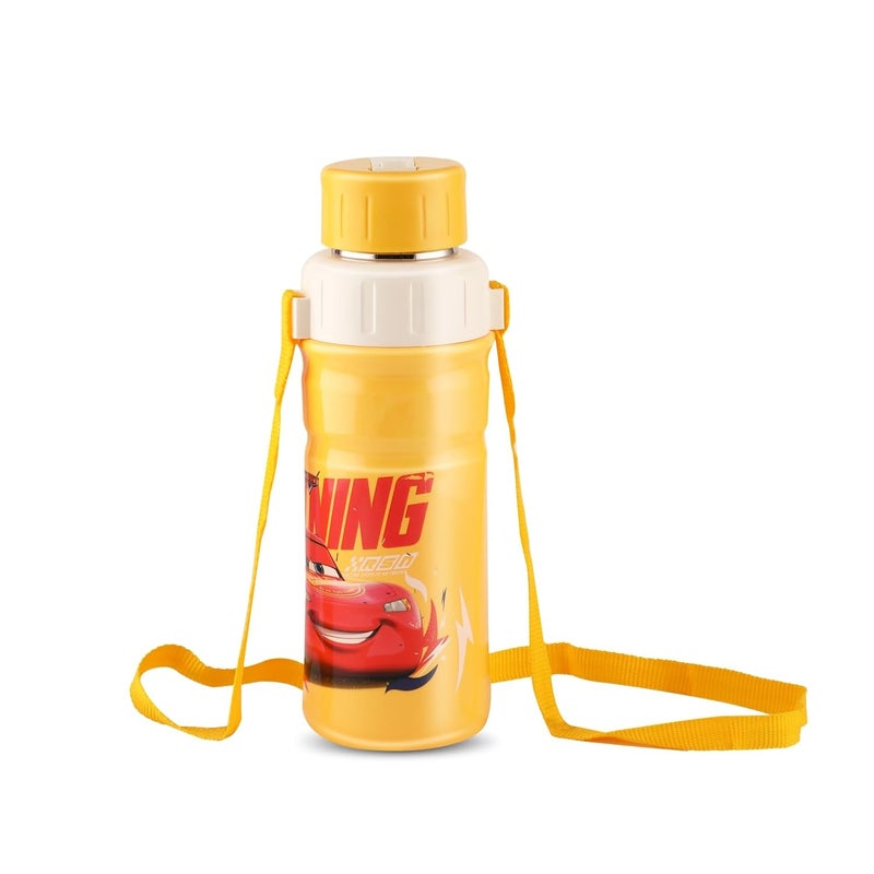 JAYPEE زجاجة ماء جايبي ستيل سيف 600 مل معزولة من الفولاذ المقاوم للصدأ بغطاء قابل للطي، تصميم مطبوع لسيارات ديزني، مضادة للتسرب، خالية من BPA، من الدرجة الغذائية، زجاجة مدرسية، زجاجة نزهة وزجاجة شرب للأطفال - Image 1