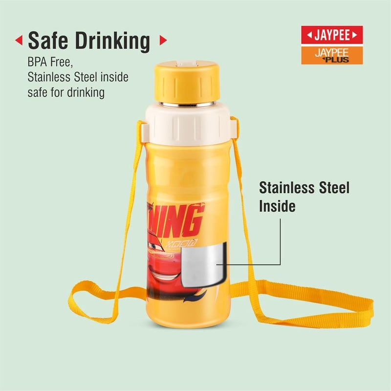 JAYPEE زجاجة ماء جايبي ستيل سيف 600 مل معزولة من الفولاذ المقاوم للصدأ بغطاء قابل للطي، تصميم مطبوع لسيارات ديزني، مضادة للتسرب، خالية من BPA، من الدرجة الغذائية، زجاجة مدرسية، زجاجة نزهة وزجاجة شرب للأطفال - Image 5