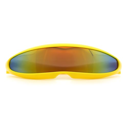 SA106 Mirror Lens Monolens Cyclops Robotic Futuristic Sunglasses Yellow Mirror - Image 1