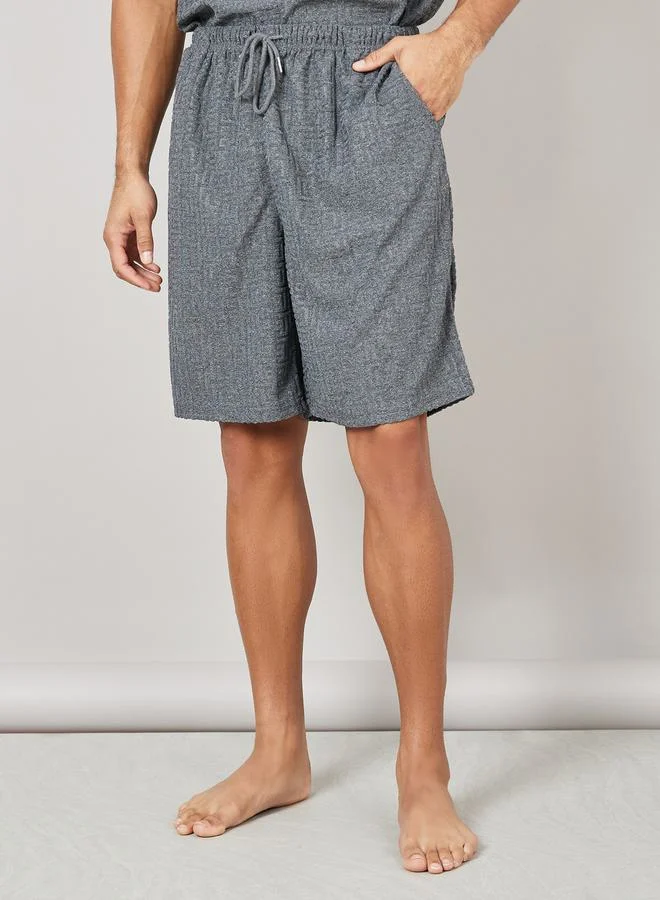 ستايلي Textured Short Sleeve T-Shirt and Short Set