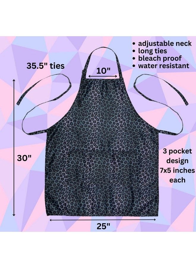 Plum Hill Black Leopard Cosmetology Apron For Hair Stylist Nail Tech Esthetician Makeup Artist Waterproof Bleach Proof Hairdresser Apron With Pockets  - Image 5