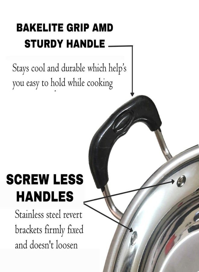 TREANDCARD Kadhai with Handle, Induction, Deep Cooking Pan Non-Stick Kadhai for Frying, Stir-Frying, Steel, 1L Capacity, 20 cm Diameter, Silver - Image 4