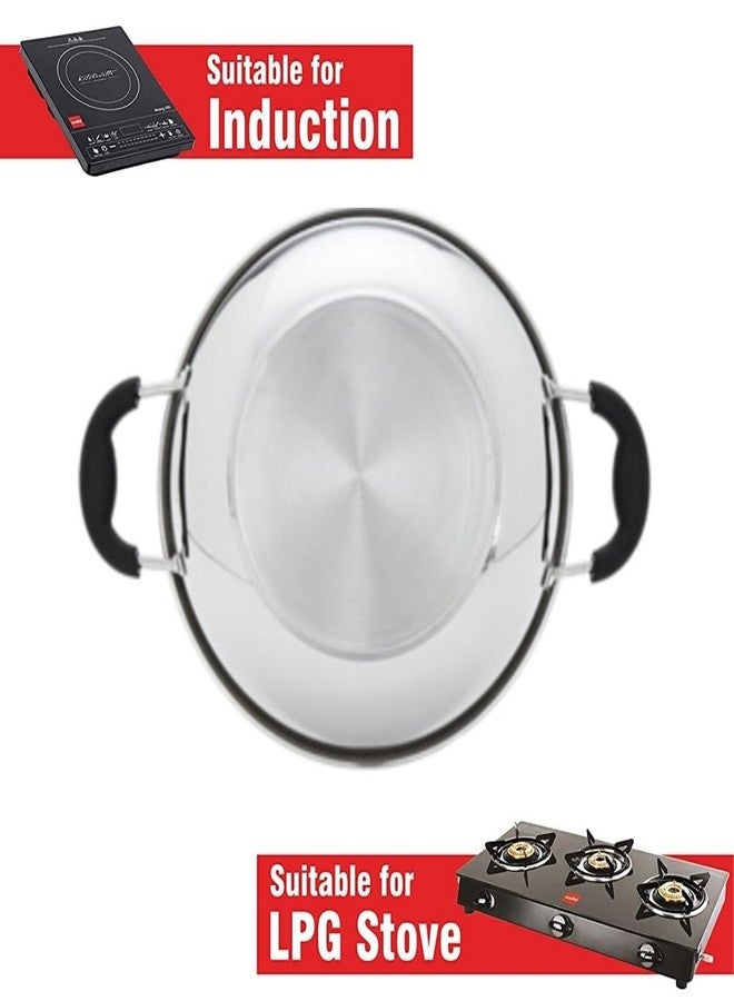 TREANDCARD Kadhai with Handle, Induction, Deep Cooking Pan Non-Stick Kadhai for Frying, Stir-Frying, Steel, 1L Capacity, 20 cm Diameter, Silver - Image 3