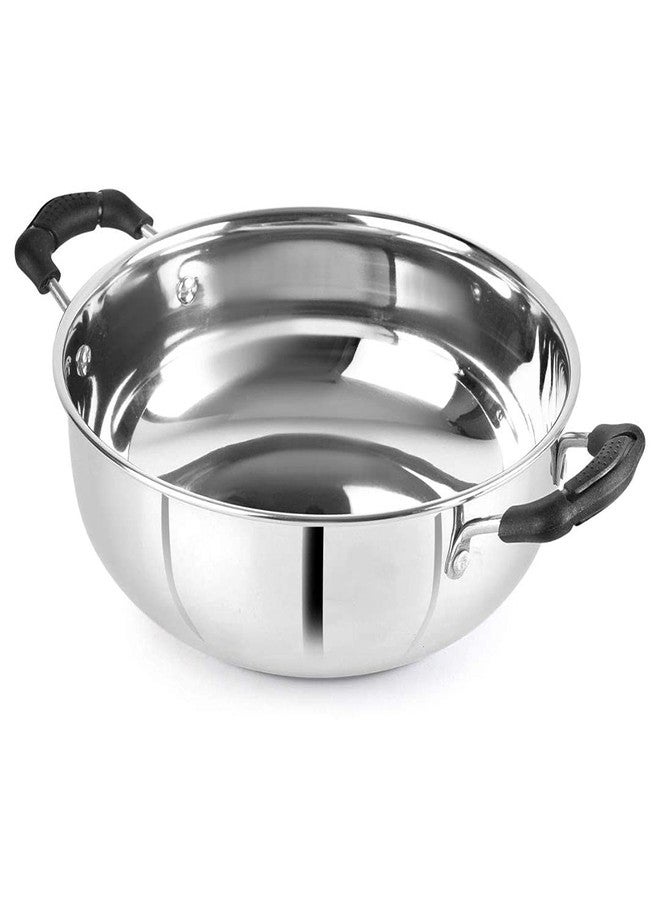 TREANDCARD Kadhai with Handle, Induction, Deep Cooking Pan Non-Stick Kadhai for Frying, Stir-Frying, Steel, 1L Capacity, 20 cm Diameter, Silver - Image 1