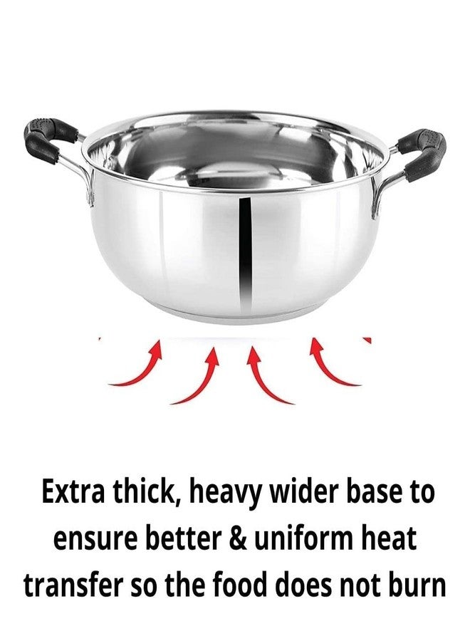 TREANDCARD Kadhai with Handle, Induction, Deep Cooking Pan Non-Stick Kadhai for Frying, Stir-Frying, Steel, 1L Capacity, 20 cm Diameter, Silver - Image 5