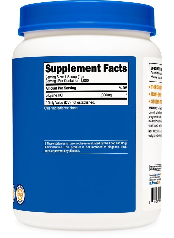 Nutricost مسحوق L-لايسين 1 كجم (2.2 رطل) - L-لايسين نقي، غير معدل وراثيًا، خالي من الجلوتين - Image 5