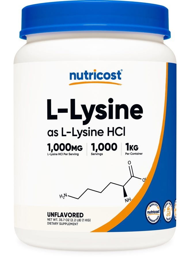 Nutricost مسحوق L-لايسين 1 كجم (2.2 رطل) - L-لايسين نقي، غير معدل وراثيًا، خالي من الجلوتين - Image 1