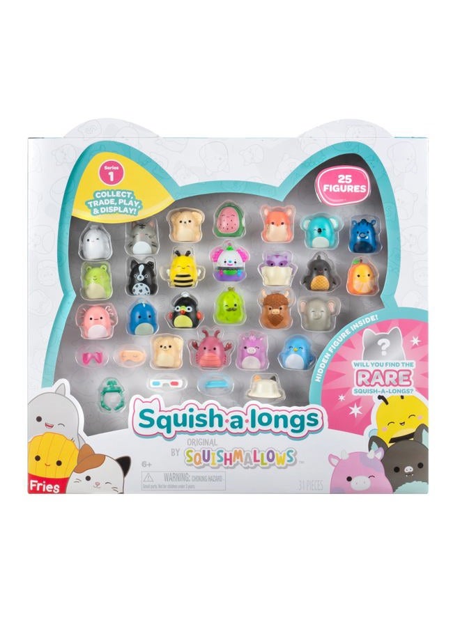 Squish-a-longs 25 Pack - Series 1 - (25) 1” Mini-Squish with 5 Accessories, Ring, and Collector's Guide - Collect, Trade, & Play - Image 1