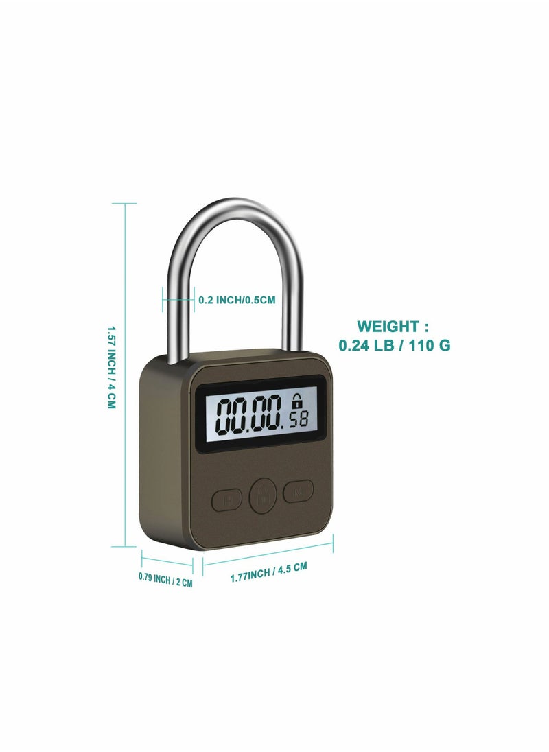 Generic - Metal Time Padlock - Multi-Function Timer Lock 99 Hours Max Timing with Electronic LCD Timed Display Micro USB Rechargeable - Image 1