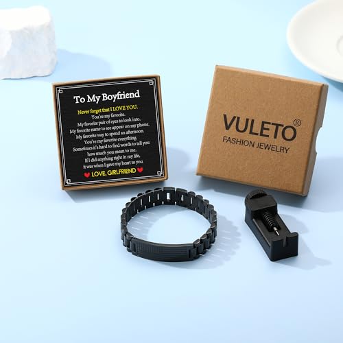 VULETO Gifts for Boyfriend from Girlfriend To My Boyfriend Stainless Steel American Flag Watch Link Bracelet Birthday Anniversary Military Valentines Christmas Jewelry Gifts Presents for Men BF - Image 3