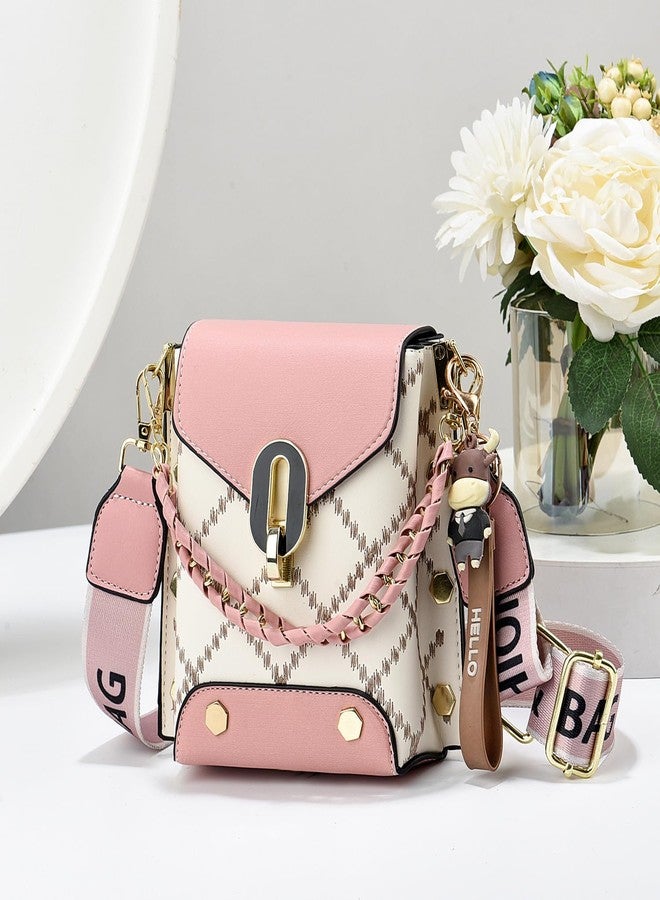 Xiaoyu Small Crossbody Bags for Women Fashion Cell Phone Purse Shoulder Handbags with Wide Strap (Pink) - Image 2