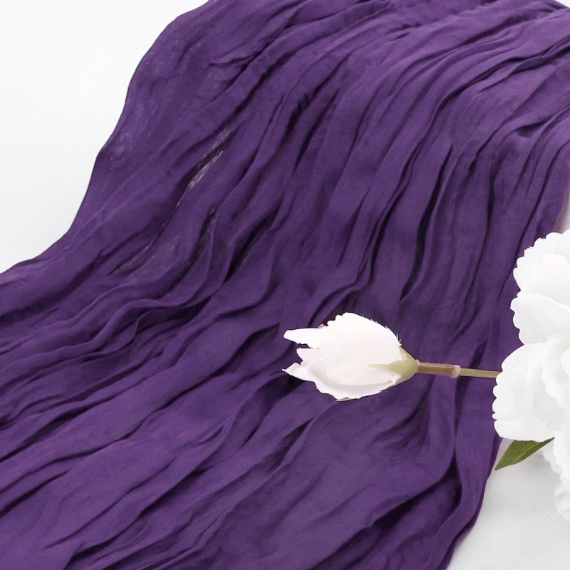 Enyeopd Cheesecloth Table Runner Dark Purple 10FT Gauze Rustic Cheese Cloth Dining Table Decor Runners for Party Birthday Bridal Shower Baby Wedding Decorations 1Pack 35x120 Inches - Image 3