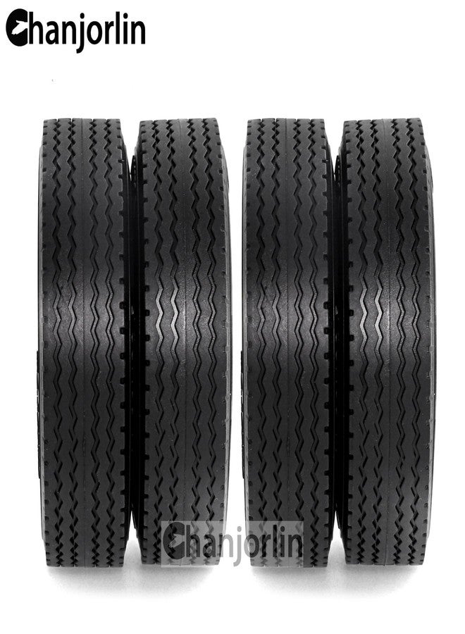Chanjorlin 1/14 RC Rear Tractor Truck Tires Steel Alloy Wheels Rims Hubs OD 84mm Rubber Traile Tyres for Tamiya 1:14 Scale Tractor Trailer Truck Car Upgrades Or Other 1/14 Truck Models 2PCS - Image 3