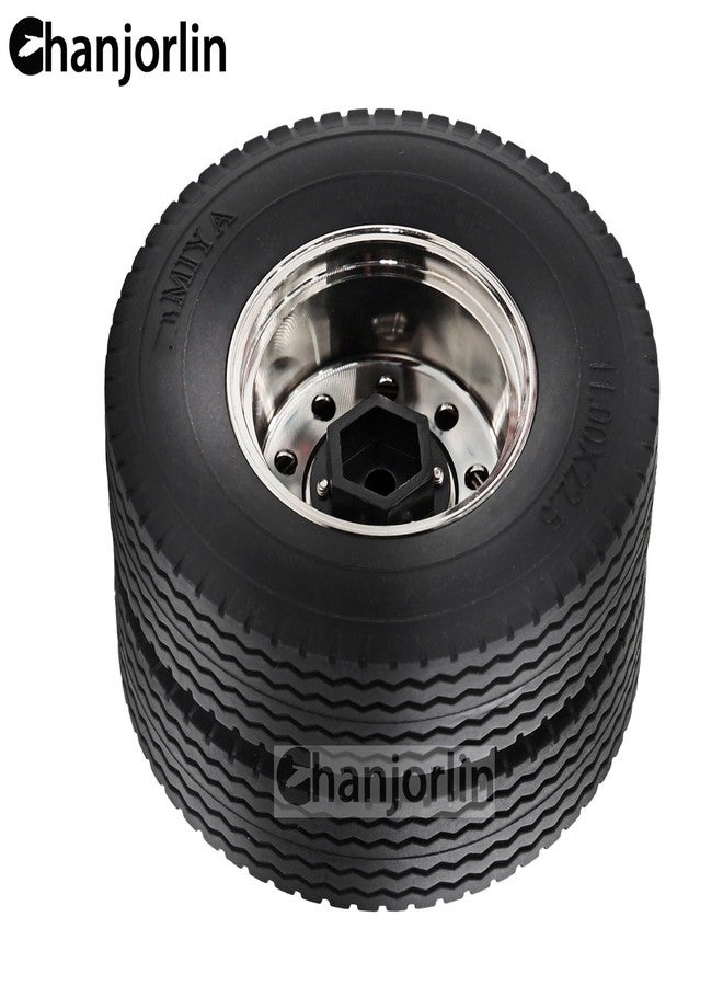 Chanjorlin 1/14 RC Rear Tractor Truck Tires Steel Alloy Wheels Rims Hubs OD 84mm Rubber Traile Tyres for Tamiya 1:14 Scale Tractor Trailer Truck Car Upgrades Or Other 1/14 Truck Models 2PCS - Image 5