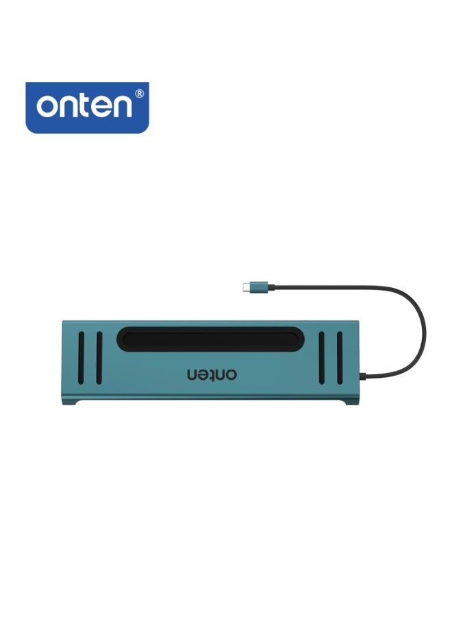 أونتن قاعدة توصيل 12 في 1 من اونتين، 2 HDMI 4K، 2 USB النوع C، و4 USB 3.0، منفذ جيجابت، قارئ بطاقات SD/TF، مدخل صوت 3.5 ملم لماك بوك/ برو/ اير، ايباد برو، اللاب توب، التابلت، الموبايلات OTN-9199 (رمادي) - Image 3