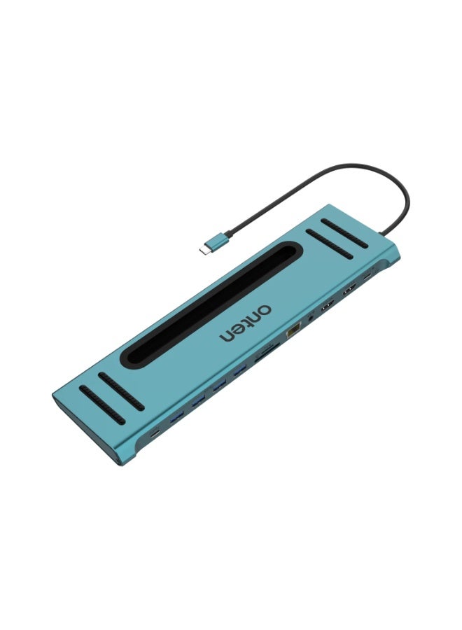 أونتن قاعدة توصيل 12 في 1 من اونتين، 2 HDMI 4K، 2 USB النوع C، و4 USB 3.0، منفذ جيجابت، قارئ بطاقات SD/TF، مدخل صوت 3.5 ملم لماك بوك/ برو/ اير، ايباد برو، اللاب توب، التابلت، الموبايلات OTN-9199 (رمادي) - Image 1