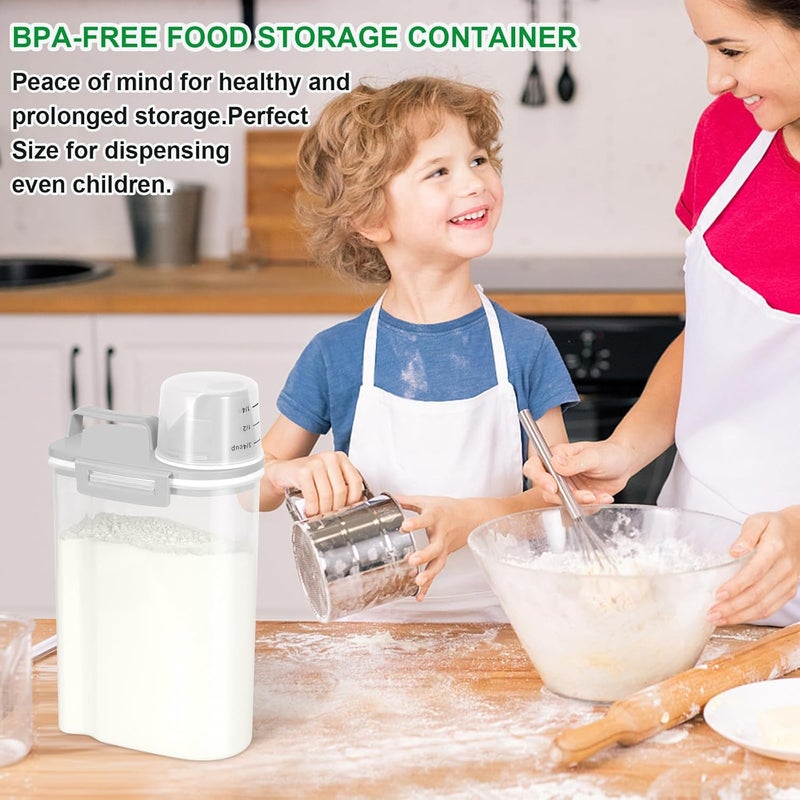 TBMax Rice Storage container 4 Lbs, Small Rice Dispenser with Measuring Cup, Grey Cereal Containers Flour Bin, Kitchen Food Storage Container and Pantry Organizers, Pet Dog Cat Food Dispenser - Image 5