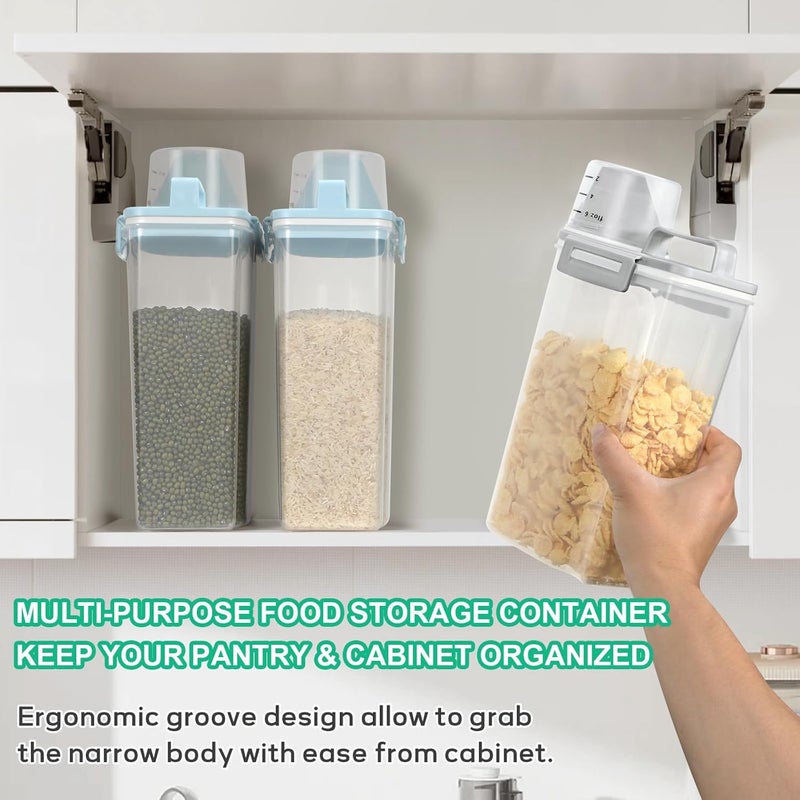 TBMax Rice Storage container 4 Lbs, Small Rice Dispenser with Measuring Cup, Grey Cereal Containers Flour Bin, Kitchen Food Storage Container and Pantry Organizers, Pet Dog Cat Food Dispenser - Image 4