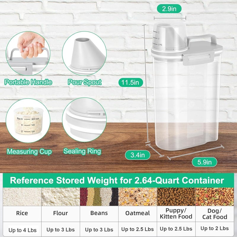 TBMax Rice Storage container 4 Lbs, Small Rice Dispenser with Measuring Cup, Grey Cereal Containers Flour Bin, Kitchen Food Storage Container and Pantry Organizers, Pet Dog Cat Food Dispenser - Image 2