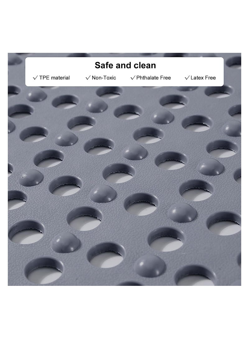 KASTWAVE Silicone Bathroom Non Slip Mat 38x72 Cm Grey Shower Mats Non Slip Bath Mats Bathroom Anti Slip Massage Hollow Mat Bath Mat for Bathroom With Suction Cup Eco friendly Rapid Drainage - Image 5