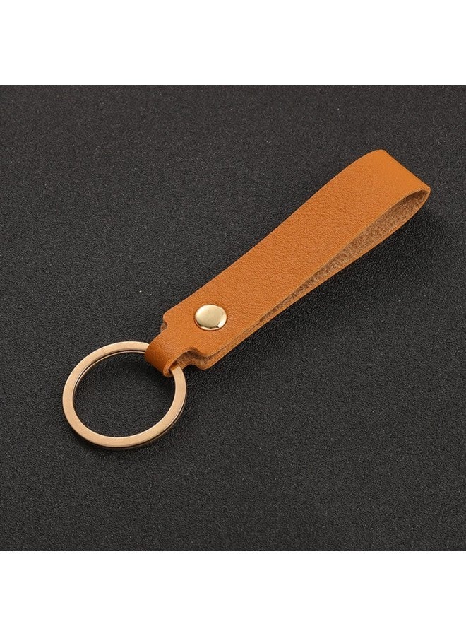 Generic Soft PU Leather Key Chains for Friends Colorful Simple Blank Keyring Pendant Short Style Car Keychain Accessories Keys Storage-Color:Yellow - Image 1