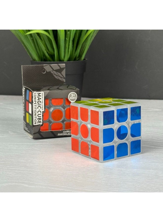 ماجيك كيوب مكعب سحري 3x3 مع إضاءة LED، لعبة ألغاز شفافة لتحدي الدماغ - Image 2