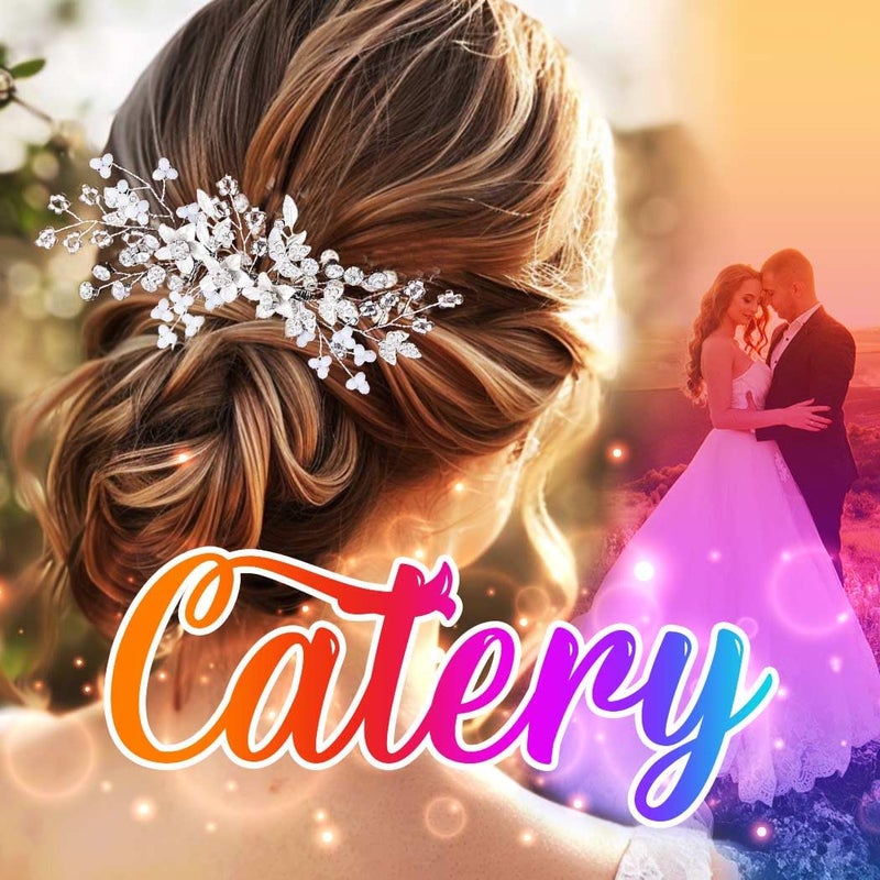 Catery Rhinestone Hair Combs Silver Flower Wedding Hairpieces Bridal Side Clips Accessories for Brides and Women - Image 5