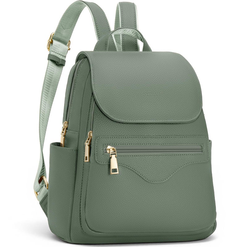 SYTRAH Mini Backpack Purse for Women, Causal Small Backpack with Built-in RFID Wallet & 11" Tablet Sleeve, Stylish Travel Daypack for Daily Green - Image 1